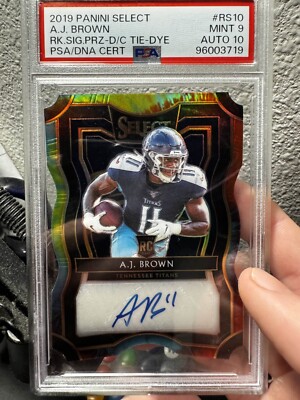 2019 Panini Select - Rookie Signatures A.J. Brown #RS-10 Tie-Dye Prizm /15 (AU,