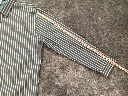 Van Heusen Studio Slim Fit Mens 2XL XXL Gray Striped Button Up Long Sleeve Shirt - Picture 4 of 10