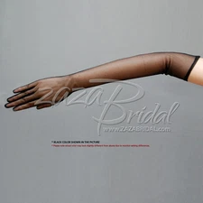 19.5" Long Gorgeous Sheer Gloves Slip-on 12BL, Chiffon textured feeling