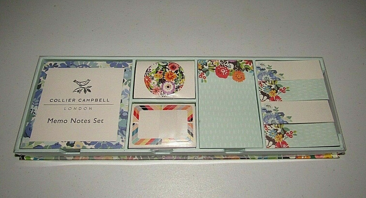 COLLIER CAMPBELL LONDON SUMMERTIME BLUE FLORAL PATCH MEMO NOTE SET