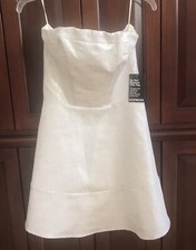 Women’s Express Tube Top Metallic Ivory Mini Strapless Lined Dress Sz 6 New $128