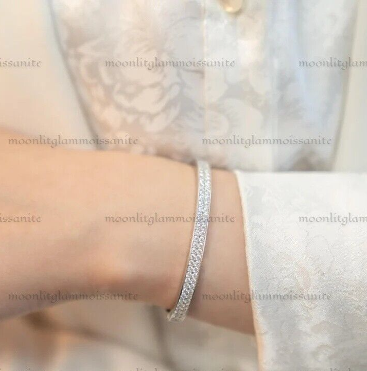 5ct Round Moissanite Tennis Bracelet in 14K White Gold Plated 7 Inches