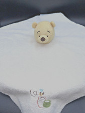 Disney Baby Winnie The Pooh White, Cream Satin Security Blanket Lovey 15" x 15"