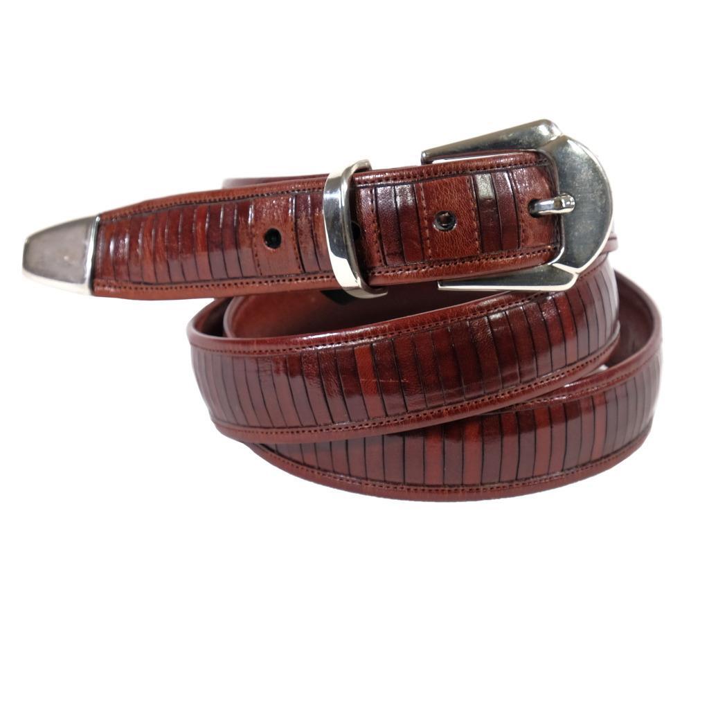 MEZLAN Belt Snake Belly Pattern Sz 44 Genuine Leather  display picture 1