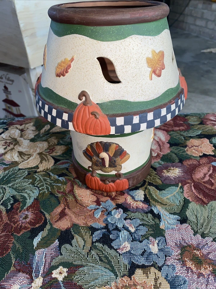 Debbie Mumm Topper Осень День благодарения Индейка Тыква Свеча Оттенок Низ 10" - Изображение 2 из 4