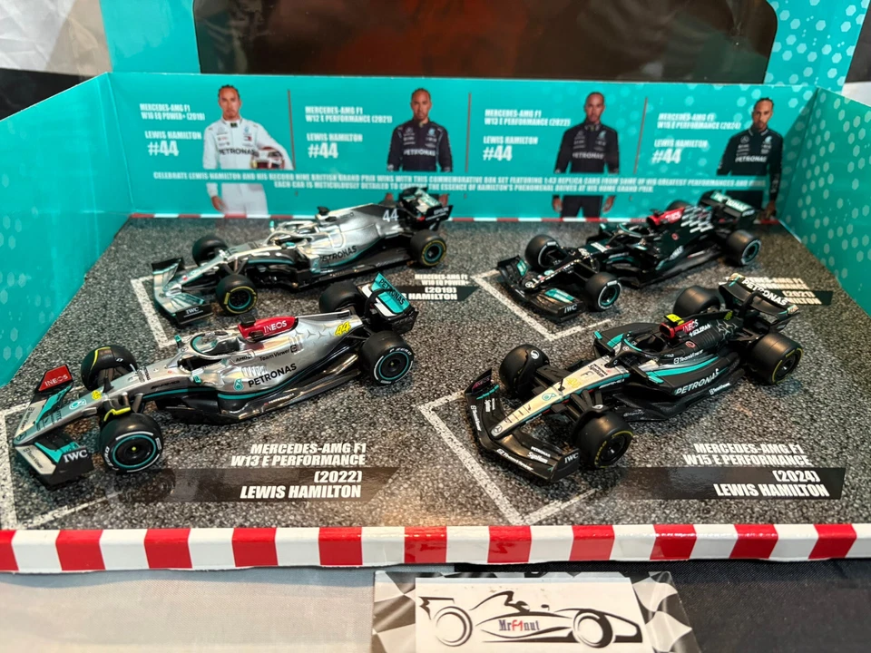 1:43 Bburago 38093 Nueva Versión 4 Coche Set Now Incluye Hamilton Británico Gp - Imagen 3 de 4