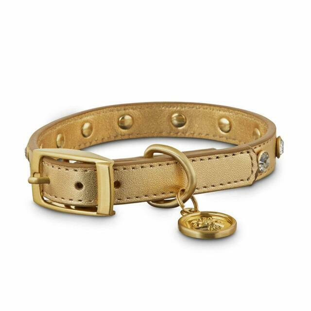 Bond & Co. Rhinestonestudded Gold Leather Dog Collars Small for sale