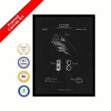 1909 Base Ball Curver Vintage Patent Canvas Print Black Framed Art Gift Ideas