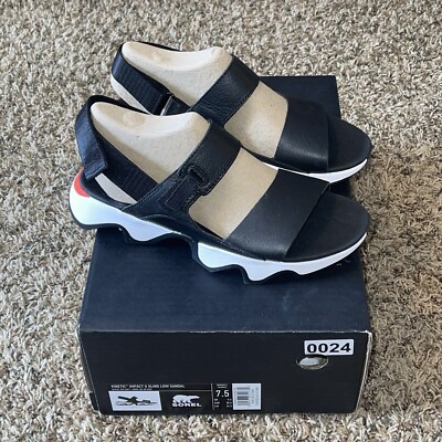 Sorel Women's Kinetic Impact II Sling Low Sandals Size 7.5 Black Sea Salt