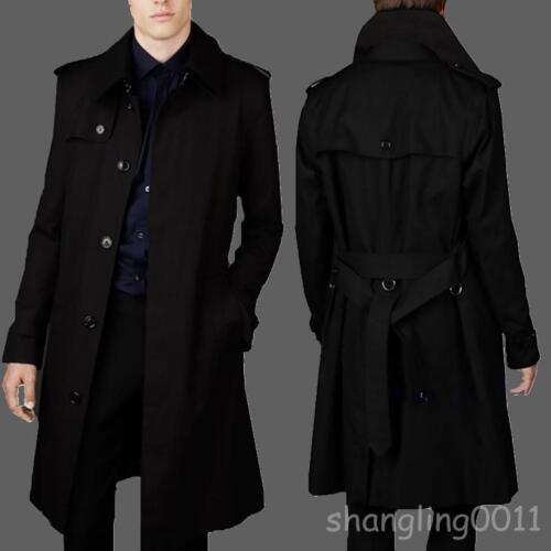 Mens Single Breasted SliM Fit Long Trench Coat Formal Business Parkas S4 M-9XL