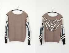 Y.A.S. Veromoda Abstract Intarsia Taupe ASOS Rorscach Pullover Sweater EU 36 S