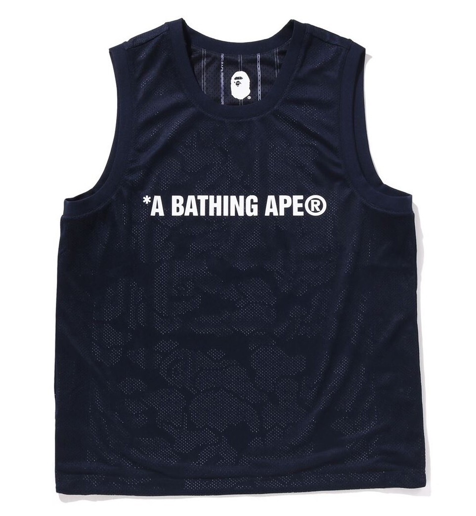 A BATHING APE リバーシブルマルチロゴタンクトップネイビーXXL バスケットボール A BATHING APE リバーシブルマルチロゴタンクトップ