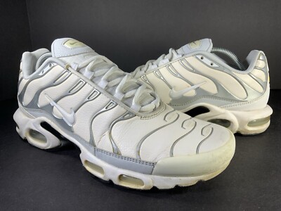 Nike Air Max Plus Tn Leather White Grey Silver Mens Size 10 Sneakers  604133-199