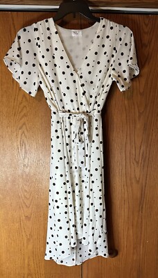 NWOT Sienna Sky BROWN Polka Dot High Low Dress Wrap Dress Vneck W Snap Medium