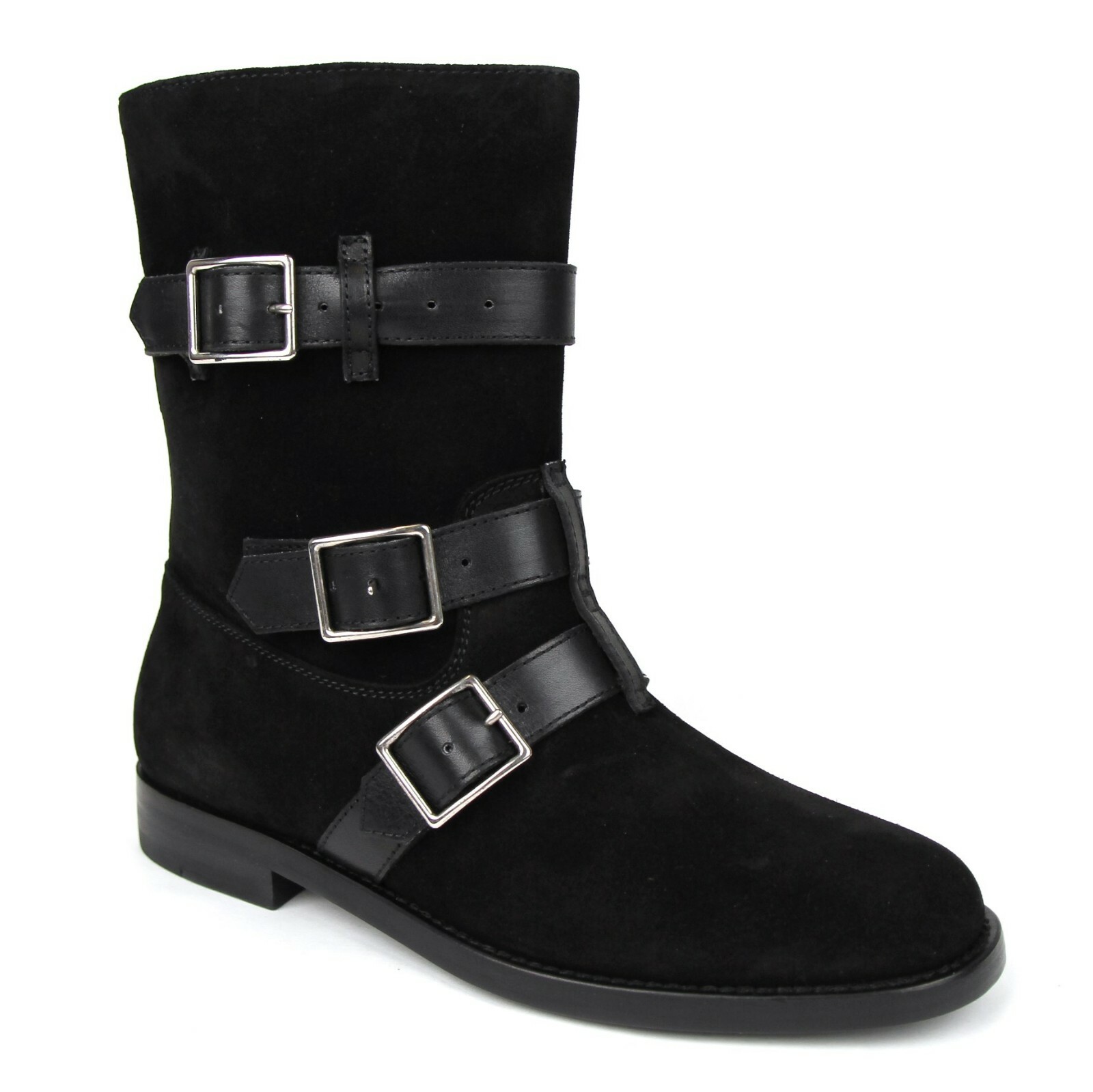 Stivali moto Saint Laurent donna scamosciati neri 35 US 5 395356 1000