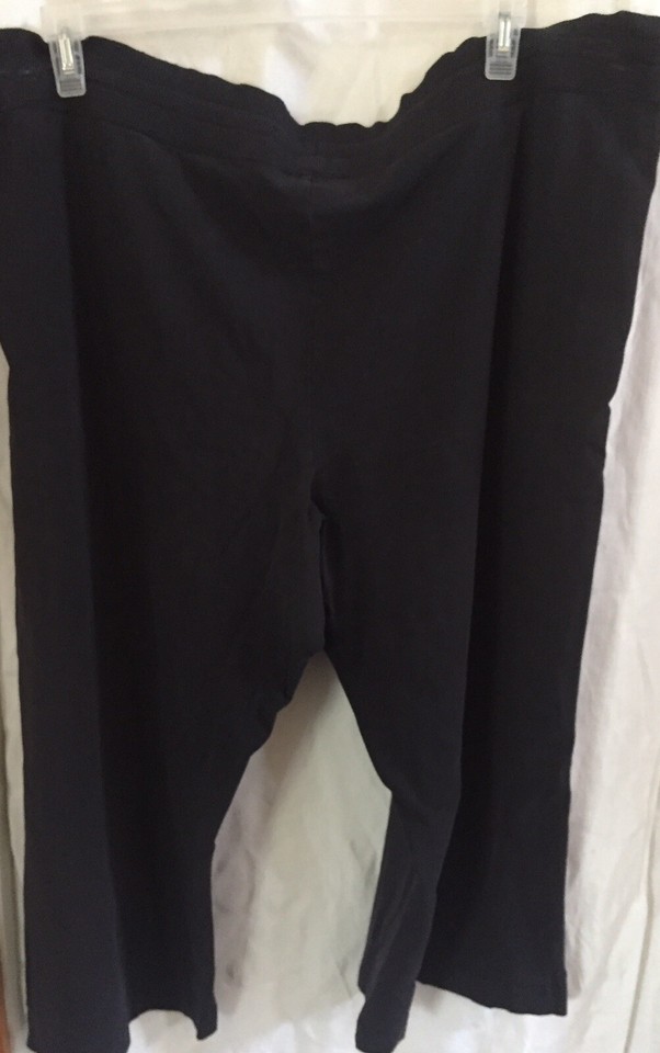 Energy Zone Black 3x Capri Sweat Pants Wide Leg Stretchy Tie 2224 Plus