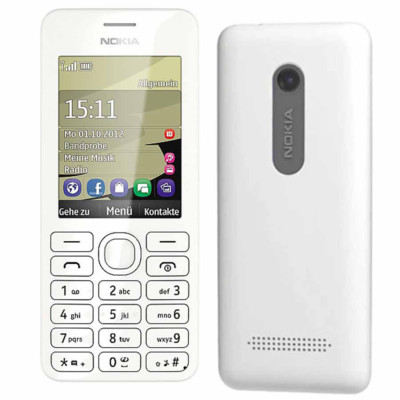 Nokia 206 Original GSM Jewish Keyboard Phone Unlocked MP3 Dual SIM White