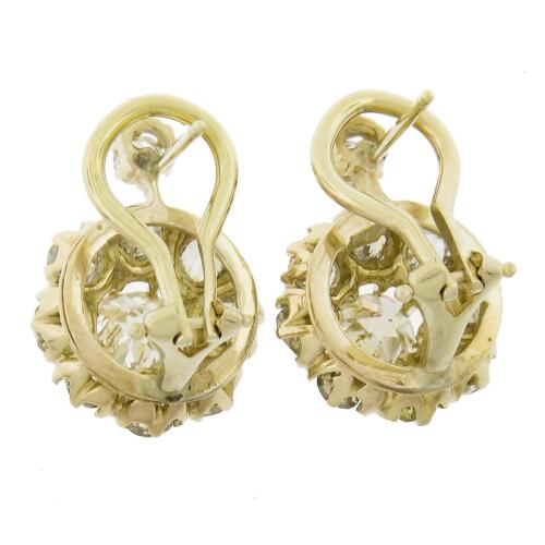 Antique Victorian 14k Gold 3.5ctw Old Mine Diamond Cluster Drop Dangle Earrings - Picture 5 of 8