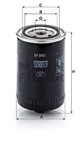 Mann-Filter W 940 Filter, Arbeitshydraulik FÜR Alfa Romeo Belarus Fendt GAZ Lanc