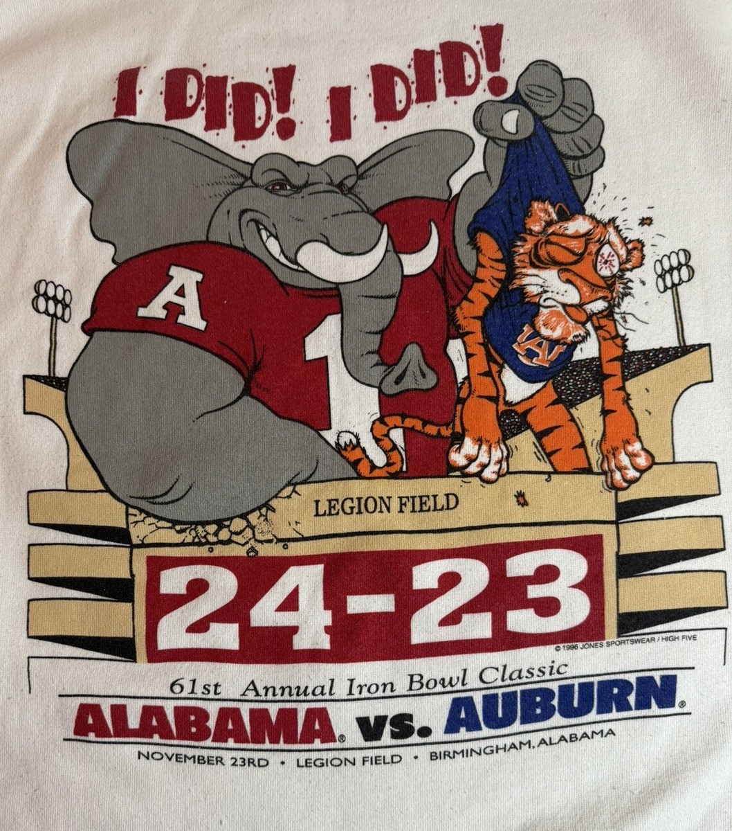 Vintage Alabama vs Auburn Iron Bowl Sweatshirt 1996 White Men's XL