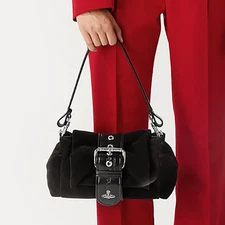 Vivienne Westwood Hazel Treasure Handbag Suede Black outlet F/S JP [US DDP]