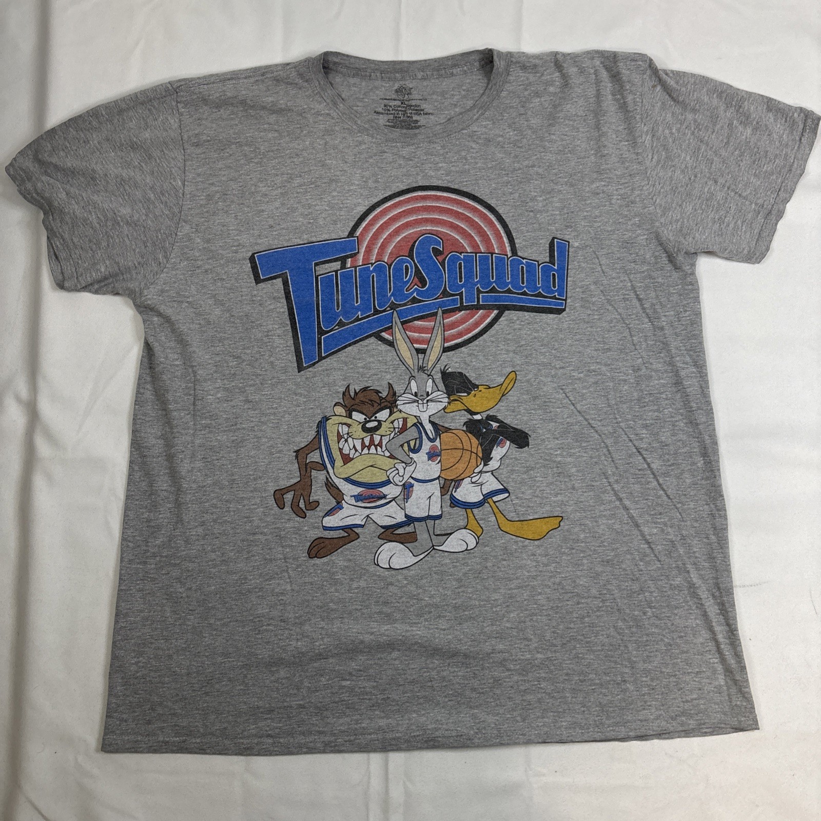 Tune Squad Mens XL Gray Basketball Tee Space Jam Inspired Short Sleeve Casual Shirt