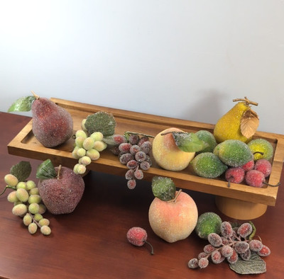 Vintage Sugar Beaded Faux Fruit Lot Of 20  Apple's Pears Grapes Limes Cherries