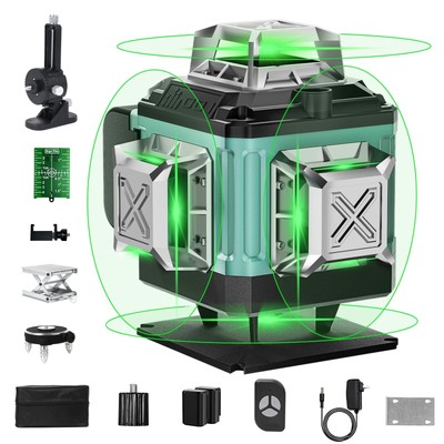 16 Lines Laser 360 Level Self Leveling, 4x360° Professional 4D Green Cross Li...