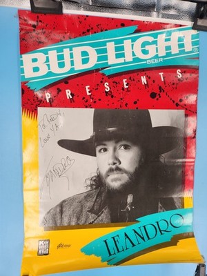 Leandro Autographed 1993 promotional poster, presented by Bud Light 20  x 31 