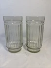 2 Vintage Anchor Hocking Ribbed Clear Glass Tumblers 6”