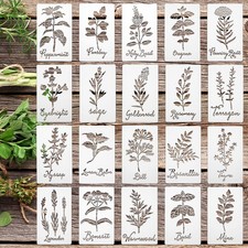 Jecery 20 Pcs Herb Stencils for Craft Painting on Wood, 7.87 x 4.72 Inches