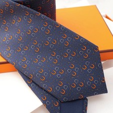 HERMES Tie silk all over pattern Horseshoe 2 authentic made in France 1119