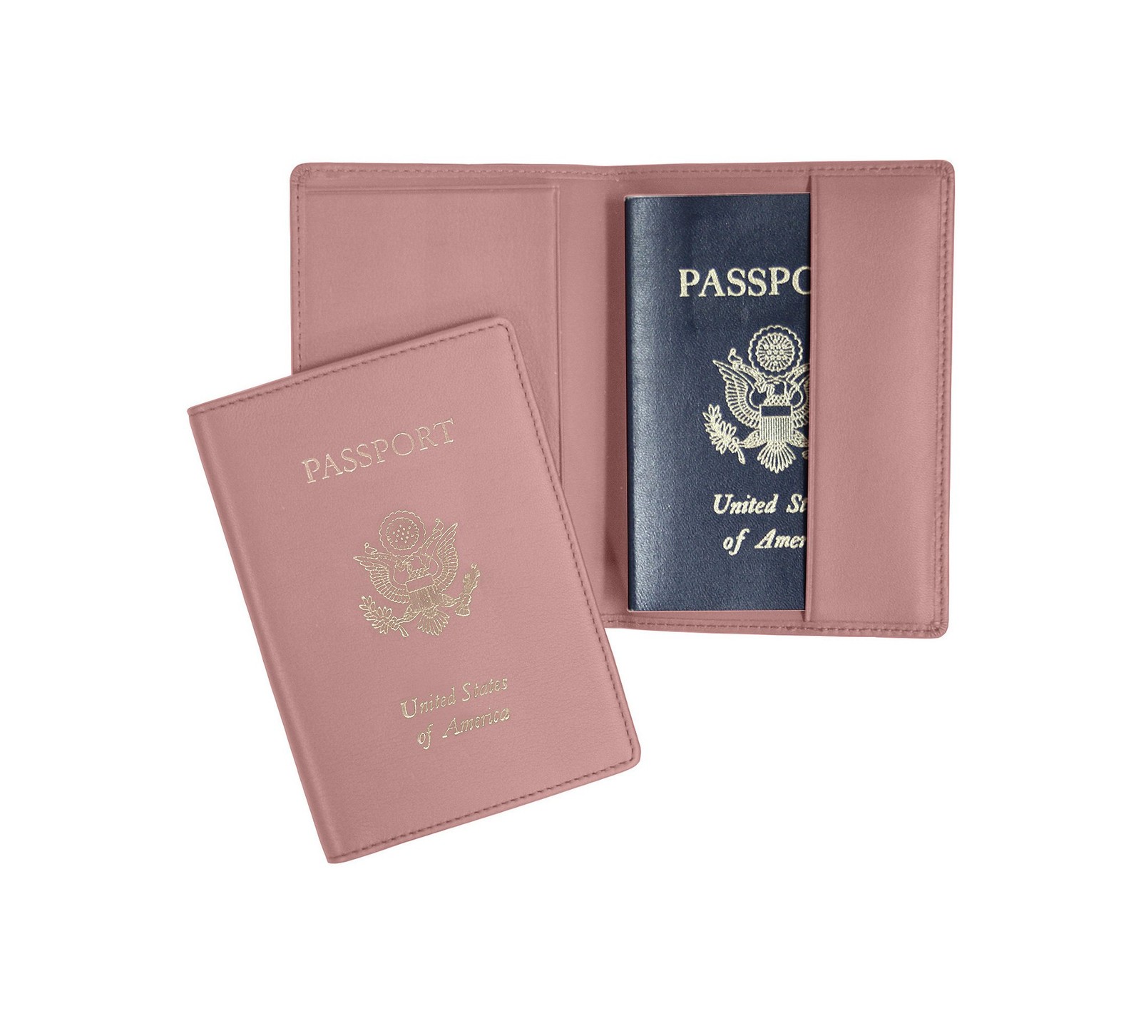 Royce Leather Passport & Travel Document Holder, Light Pink,