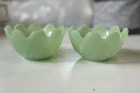 VTG Jadeite Fire-King Lotus Blossom Leaf Dessert Cup Bowls 1950s. READ