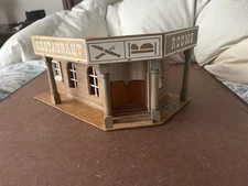 ORIGINAL HAUSSER ELASTOLIN SPIELZEUG RESTAURANT HOTEL WOODEN BUILDING FOR TRAINS