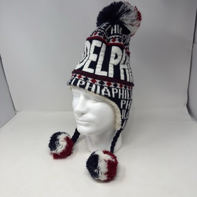 Philadelphia Robin Ruth Winter Knit Hat Pom Sherpa Lined Chullo Ear Flap Trapper