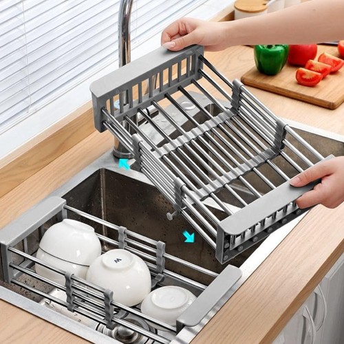 Adjustable Sink Dish DRAINERS Basket Kitchen (Black) - Bild 5 von 8