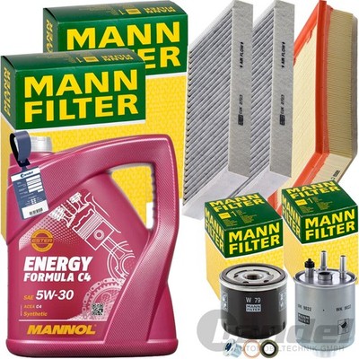 MANN INSPEKTIONSPAKET+5L MANNOL 5W-30 MOTORÖL passend für RENAULT LAGUNA III dCi