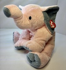 Ty Pluffies Winks the Elephant Pink Plush Large 12 Stuffed Animal 2004 With Tag