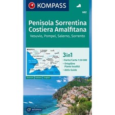 Italy Sorrento Peninsula, Amalfi Vesuvius Pompei Sorrento Kompass hiking map 682