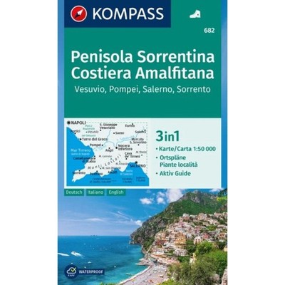Italy Sorrento Peninsula, Amalfi Vesuvius Pompei Sorrento Kompass hiking map 682