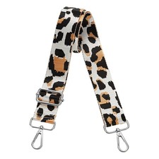 Purse Straps Replacement Crossbody with Silver Buckle, White Leopard