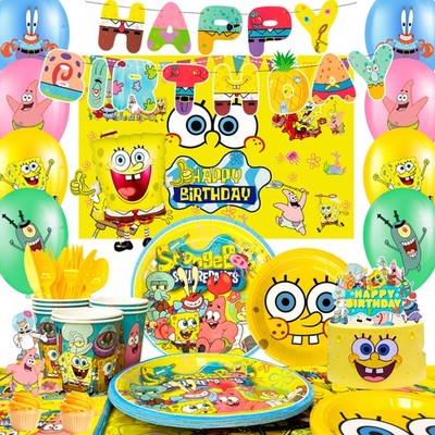 SpongeBob Kinder Geburtstags Party Deko Ballons Teller Tischdecke Geschirrset 