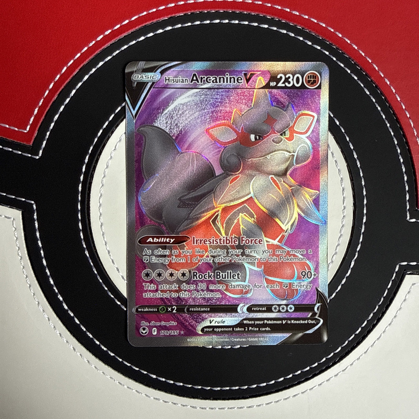 Pokemon Silver Tempest Hisuian Arcanine V Ultra Rare Card 179/195 NM