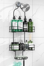 Bathroom Shower Caddy Hanging - 3-Tier Organizer with Soap Holder 6 Hooks f...