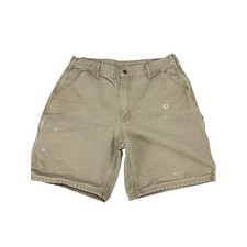 Carhartt B28 DES Mens 36 Canvas Carpenter Shorts Desert Tan Distressed Workwear