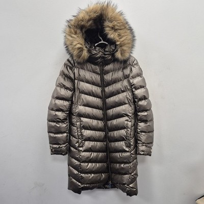 Holland Cooper Molina Longline Puffer Fur Hood Winter Bronze Coat Parka  Size XL UK