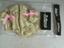 Size 16" Cir Blond Vintage Synthetic Doll Wig Dollspart NIP Ribbons LOOK