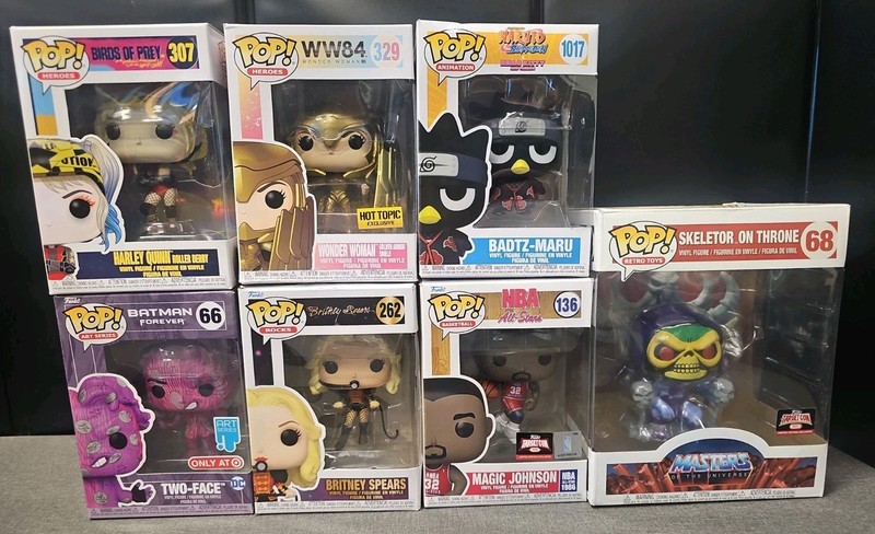 7 Funko Pop! Skeletor Masters of the Universe + Harley Quinn + WW84 + Badtz 
