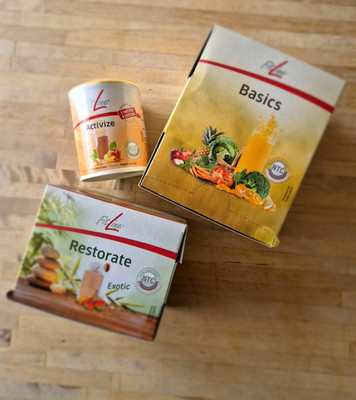 Fitline Optimalset   Basics + Activize Pfirsich+ Restorate Exotic   Vitamine uvm